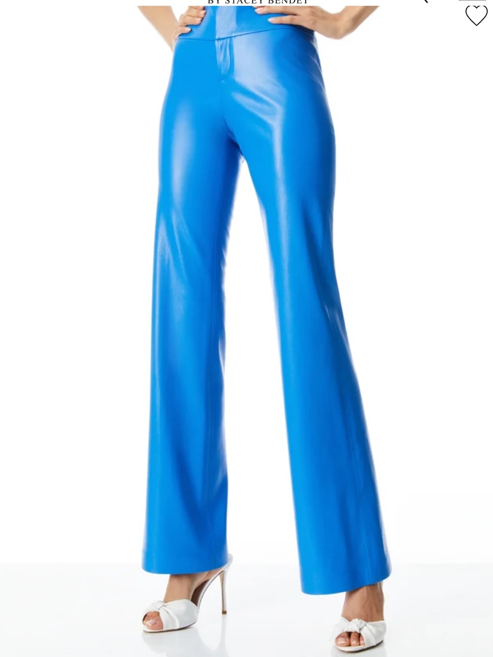 Alice + Olivia Electric Blue Faux Leather Flare Pants